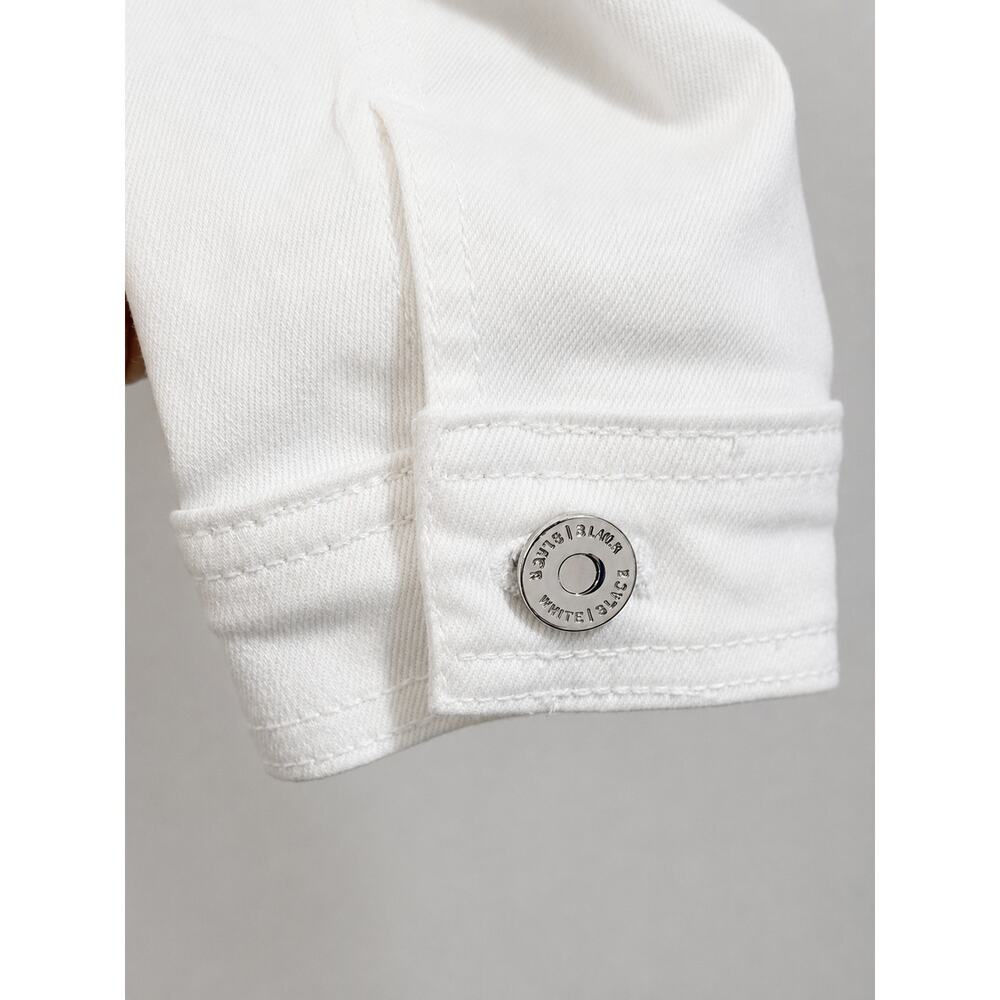WHBM White Stretch Denim Puff Sleeve Fitted Jacket Size Extra Small🤍✨ 🤍 - Picture 10 of 15